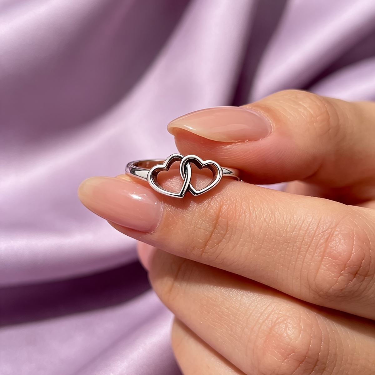 Women's Vintage 925 Silver Plated Love Ring, Gift for Her